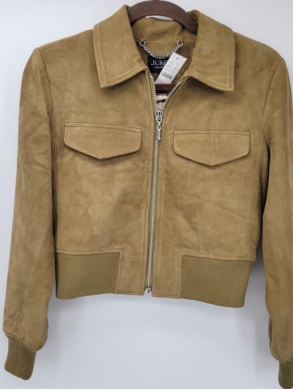 J Crew Collection cropped flight jacket in suede CN080 Size XXS NEW $698 - Picture 4 of 8